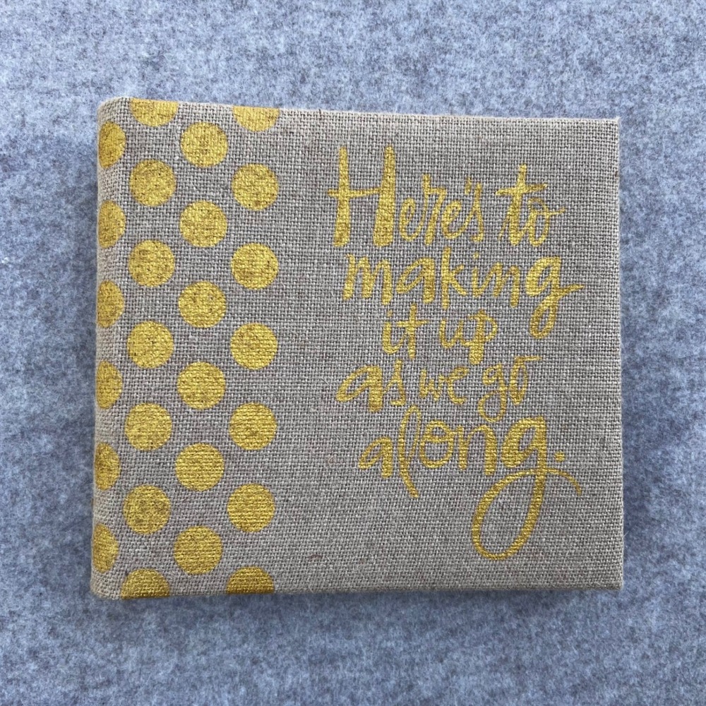 Hallmark Burlap Gold Polka Dot Photo Album Making It Up As We Go 200 Slots 4x6